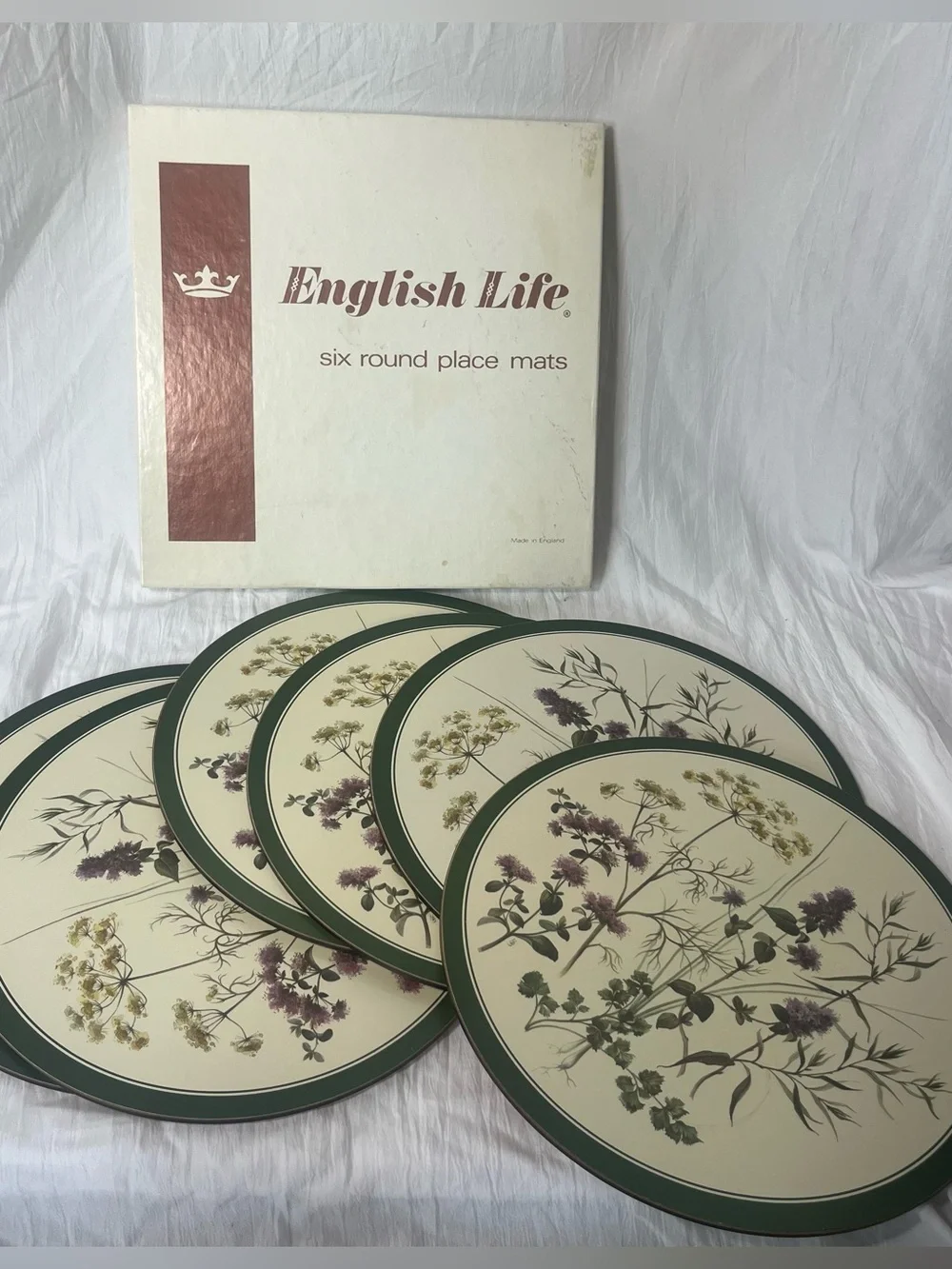 Vintage Cottagecore English Life Botanical Wildflower Placemats Set of 6